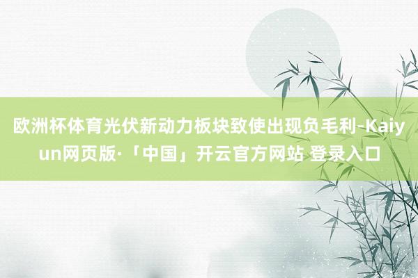 歐洲杯體育光伏新動力板塊致使出現負毛利-Kaiyun網頁版·「中國」開云官方網站 登錄入口